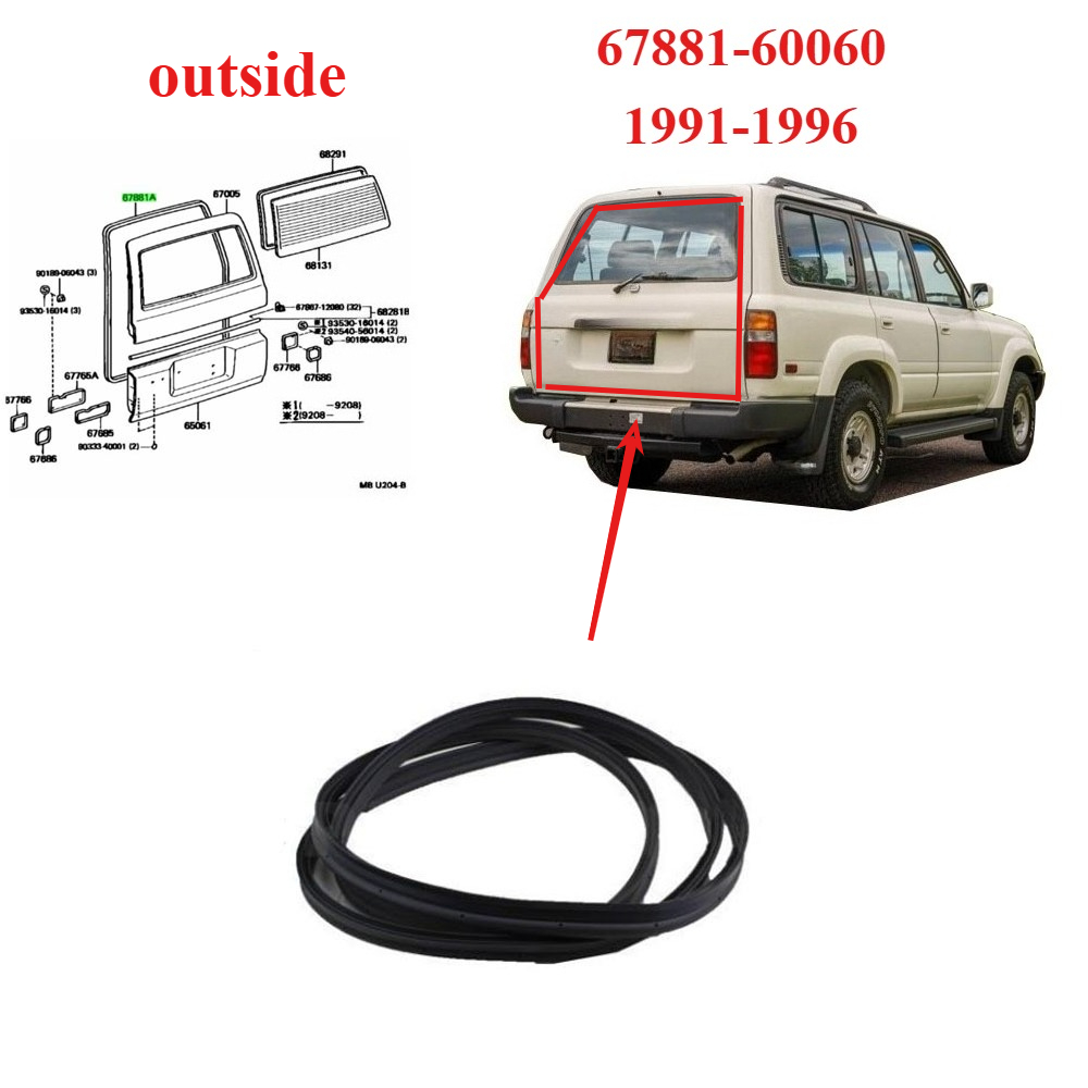 Door Weather Strip - 토요타 랜드크루저 LC90 1991-1996 67881-60070 리어